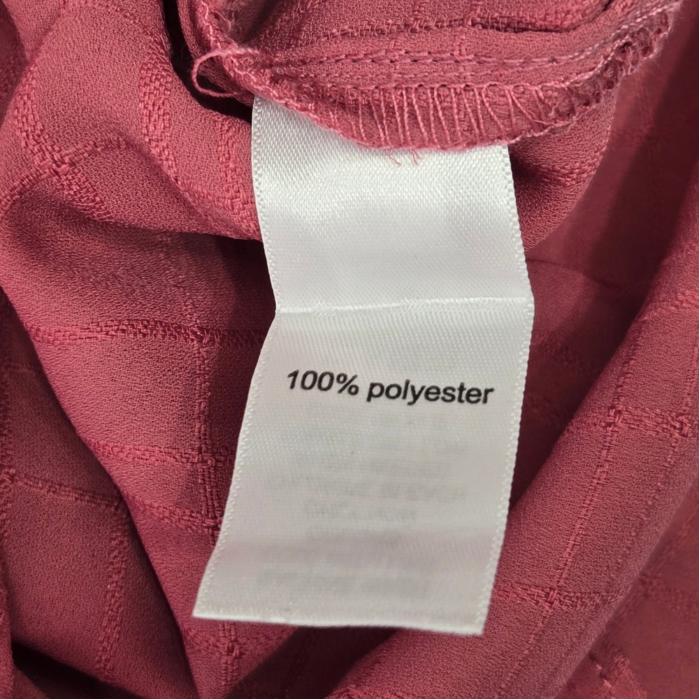 Maurices Womens XS Mauve Pink Textured Grid Blouse‎ Short Sleeve Zip Back Top - Picture 6 of 10